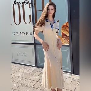 Sandro style S patch Long knit dress